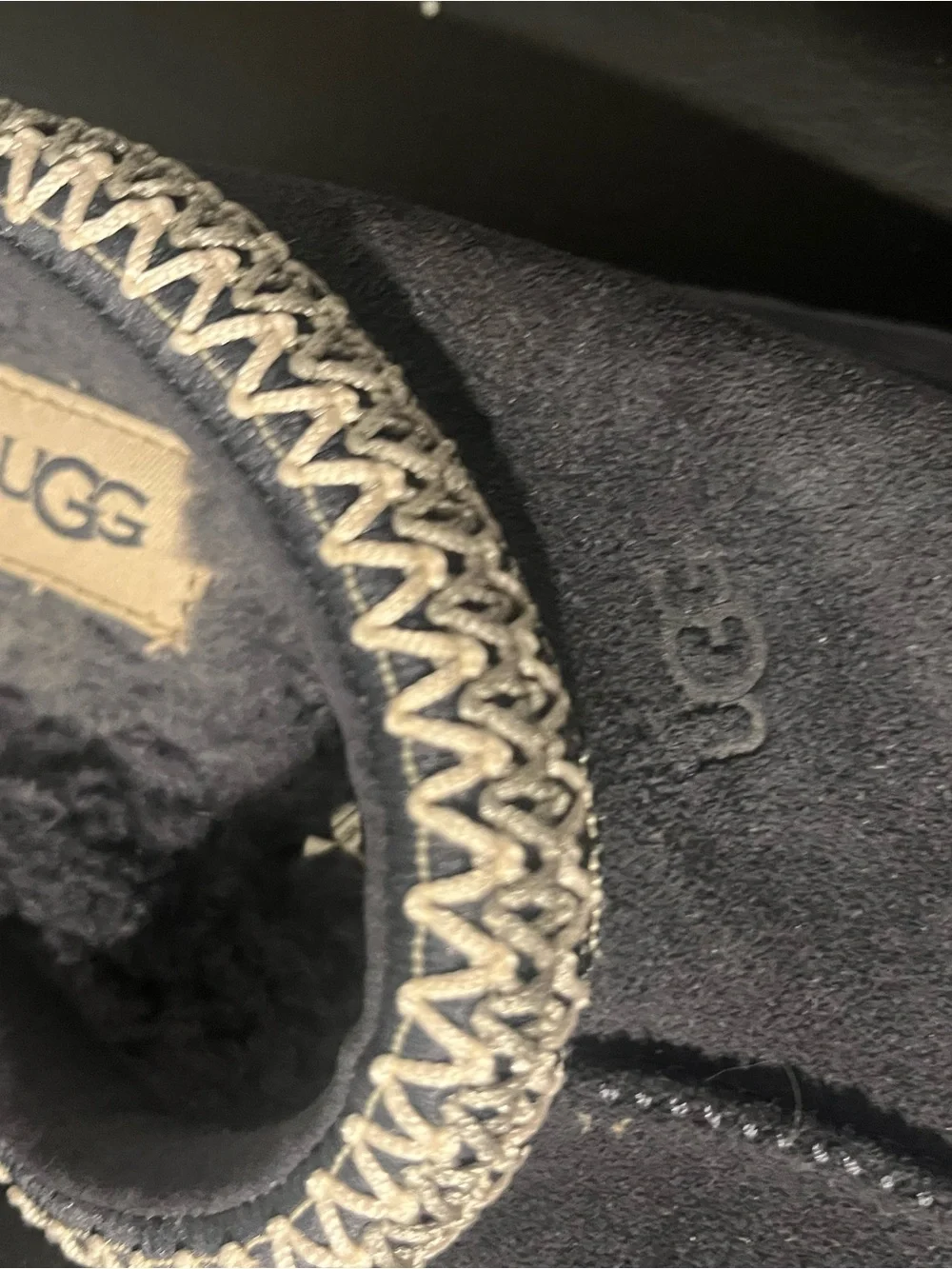 UGG Kids Grey Tassman Slippers with White Trim